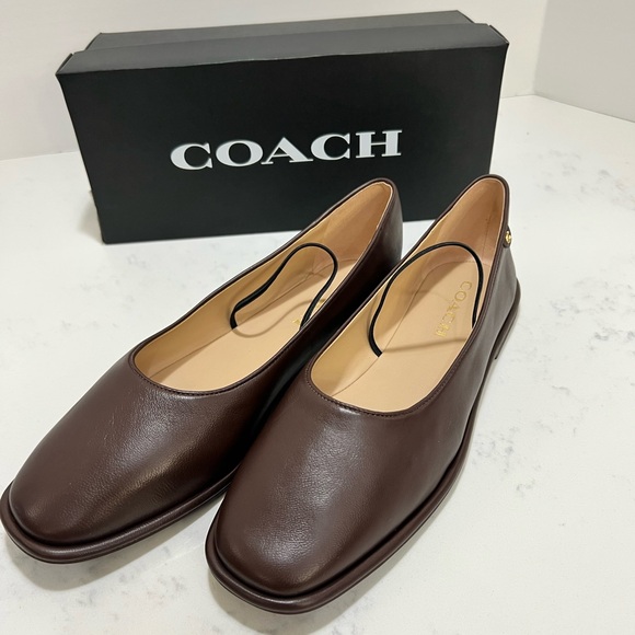 Coach Shoes - Coach Dark Brown Leather Flats